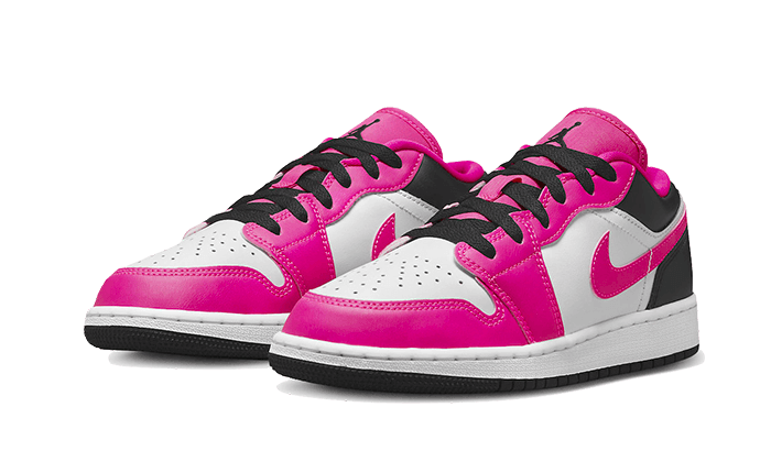 Tenisky Air Jordan 1 nízke ružovo-bielo-čierne, pohľad z uhla