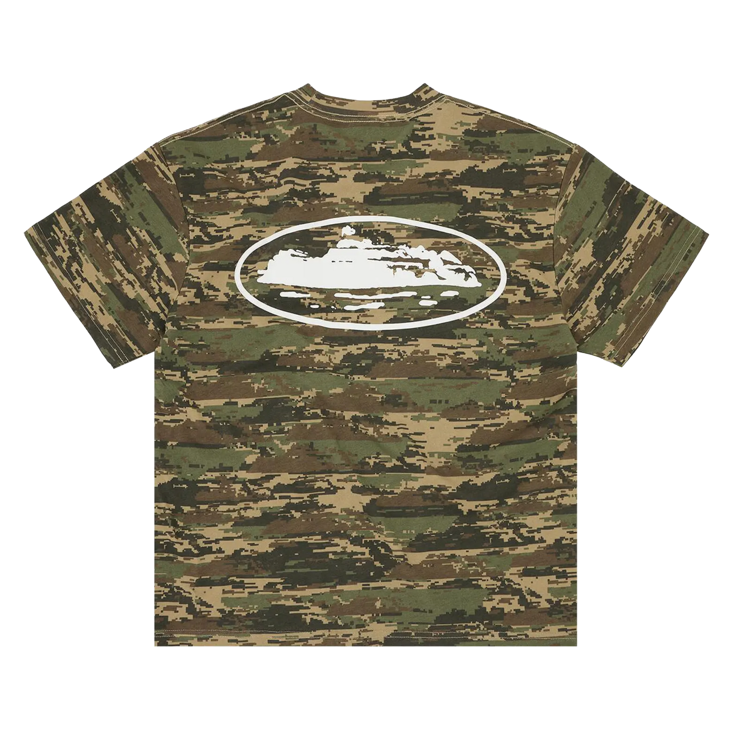 Corteiz Island Puff Print Tee digi camo, detail digital camouflage pattern