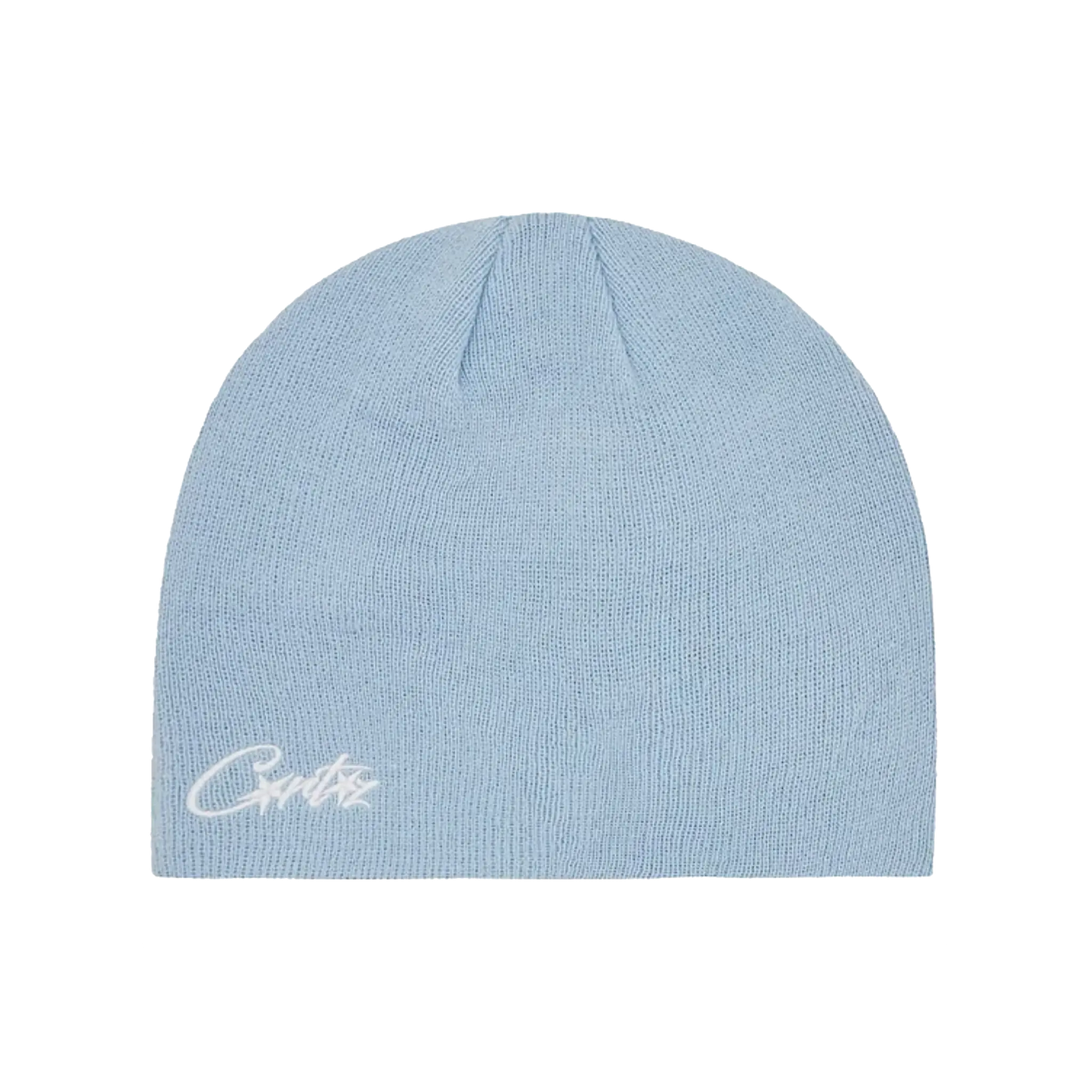 Corteiz Micro Allstarz Beanie baby blue s micro vyšívaným logom, fitted dizajn