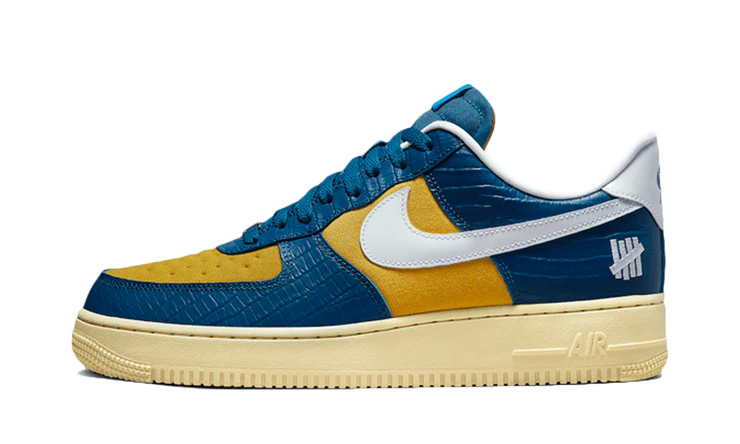 Tenisky Air Force 1 nízke modro-žlto-biele, pohľad z boku