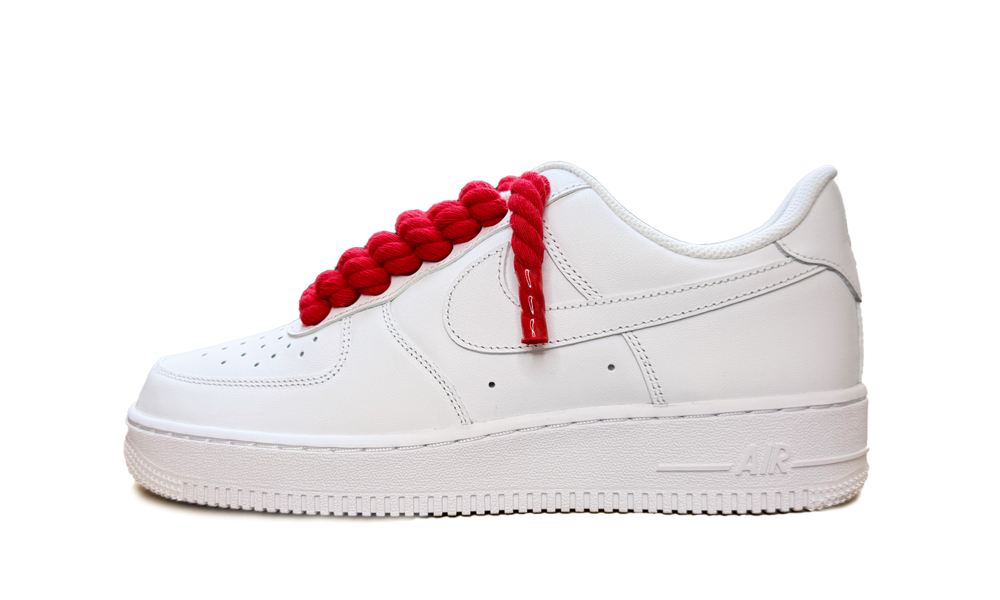 Nike Air Force 1 Low White - Červené Rope Šnúrky