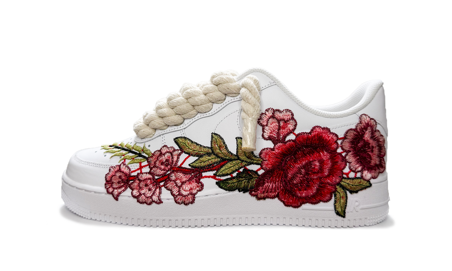 Nike Air Force 1 Low White Red Rose - Béžové Rope Šnúrky
