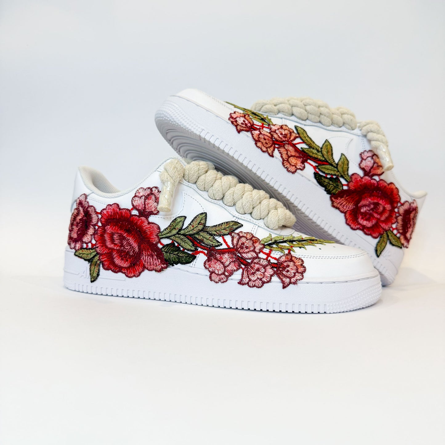 Nike Air Force 1 Low White Red Rose - Béžové Rope Šnúrky