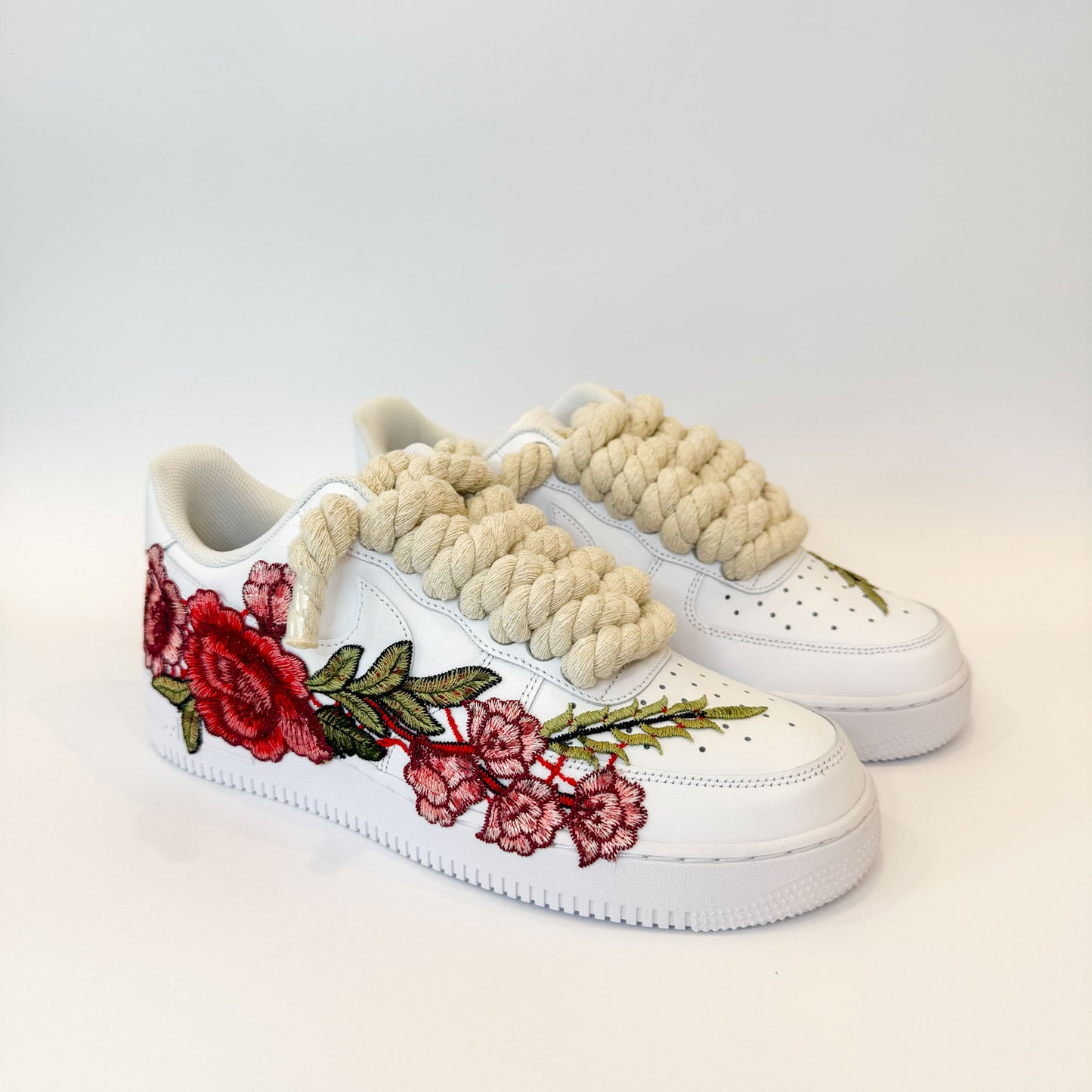 Nike Air Force 1 Low White Red Rose - Béžové Rope Šnúrky