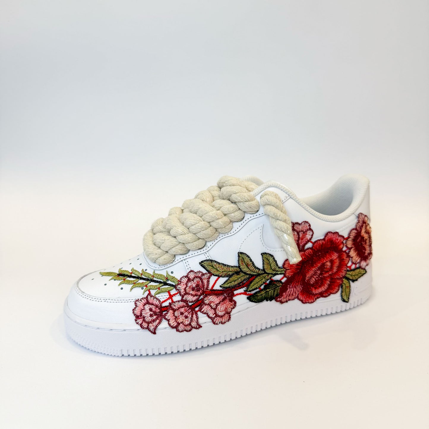 Nike Air Force 1 Low White Red Rose - Béžové Rope Šnúrky