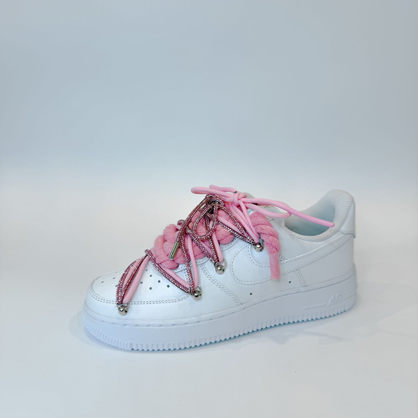 Nike Air Force 1 Low White Double Rope Laces Glitter Pink