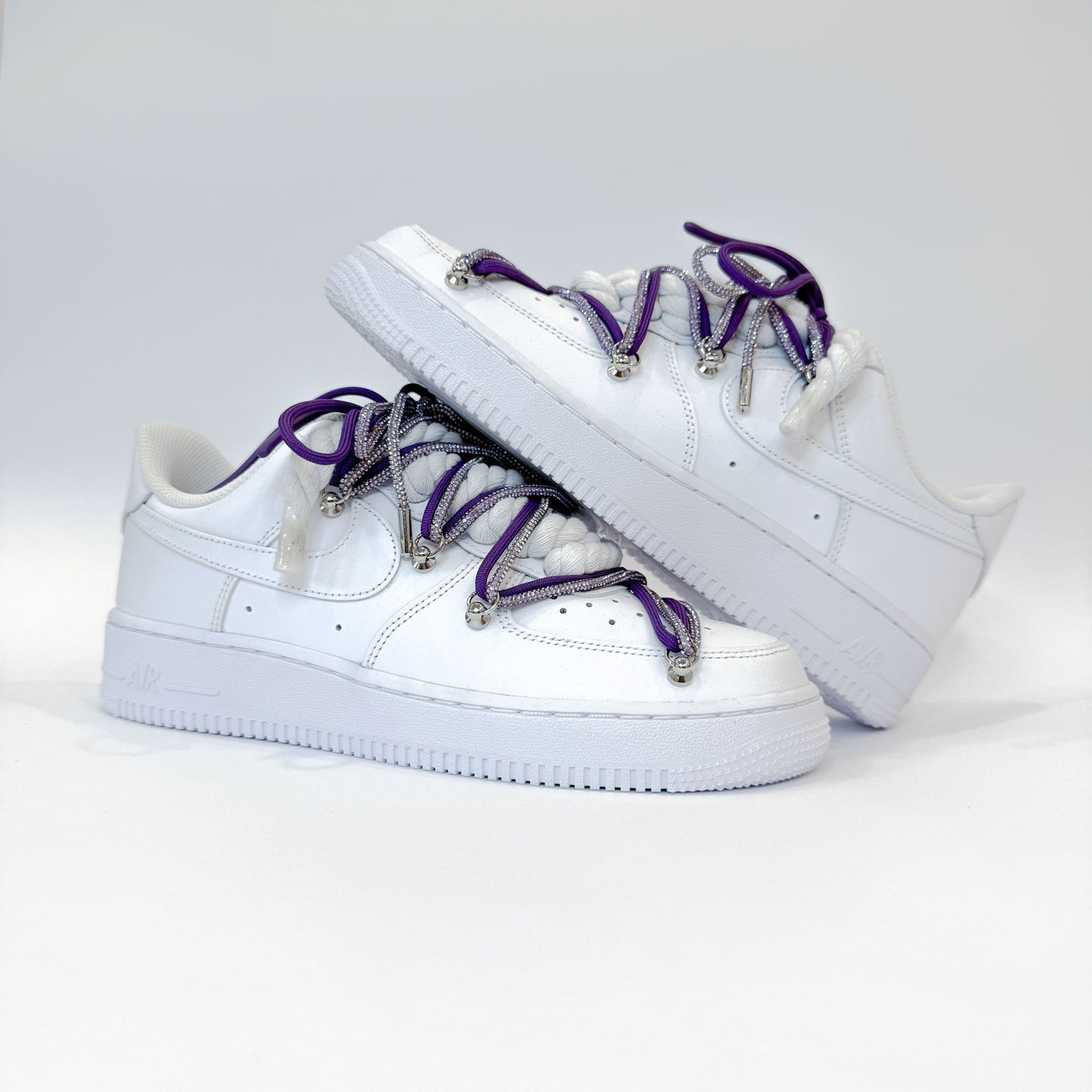 Nike Air Force 1 Low White Double Rope Laces Glitter Purple