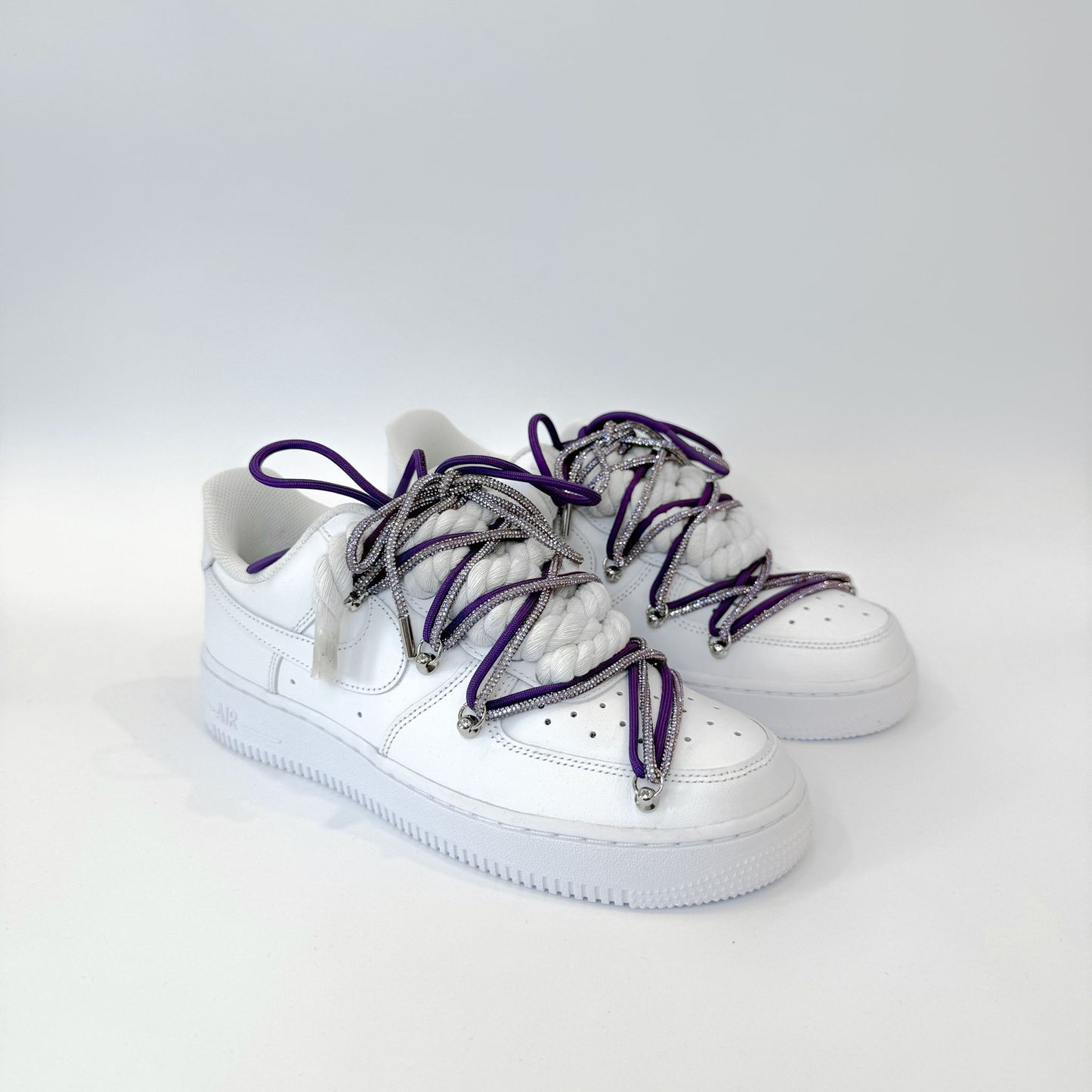 Nike Air Force 1 Low White Double Rope Laces Glitter Purple