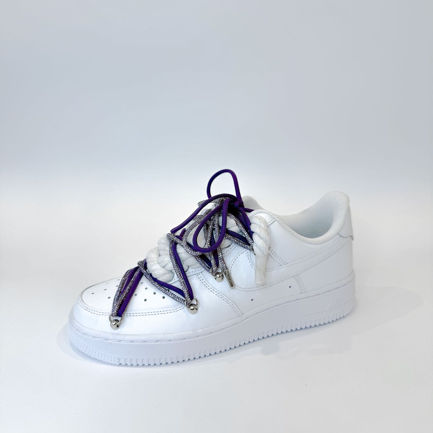 Nike Air Force 1 Low White Double Rope Laces Glitter Purple