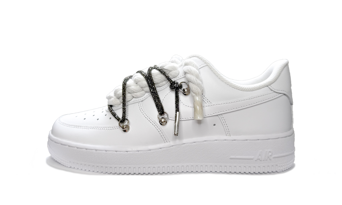 Nike Air Force 1 Low White Double Rope Laces White Black