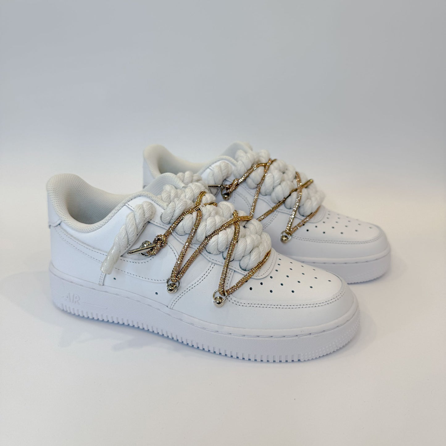 Nike Air Force 1 Low White Double Rope Laces White Gold