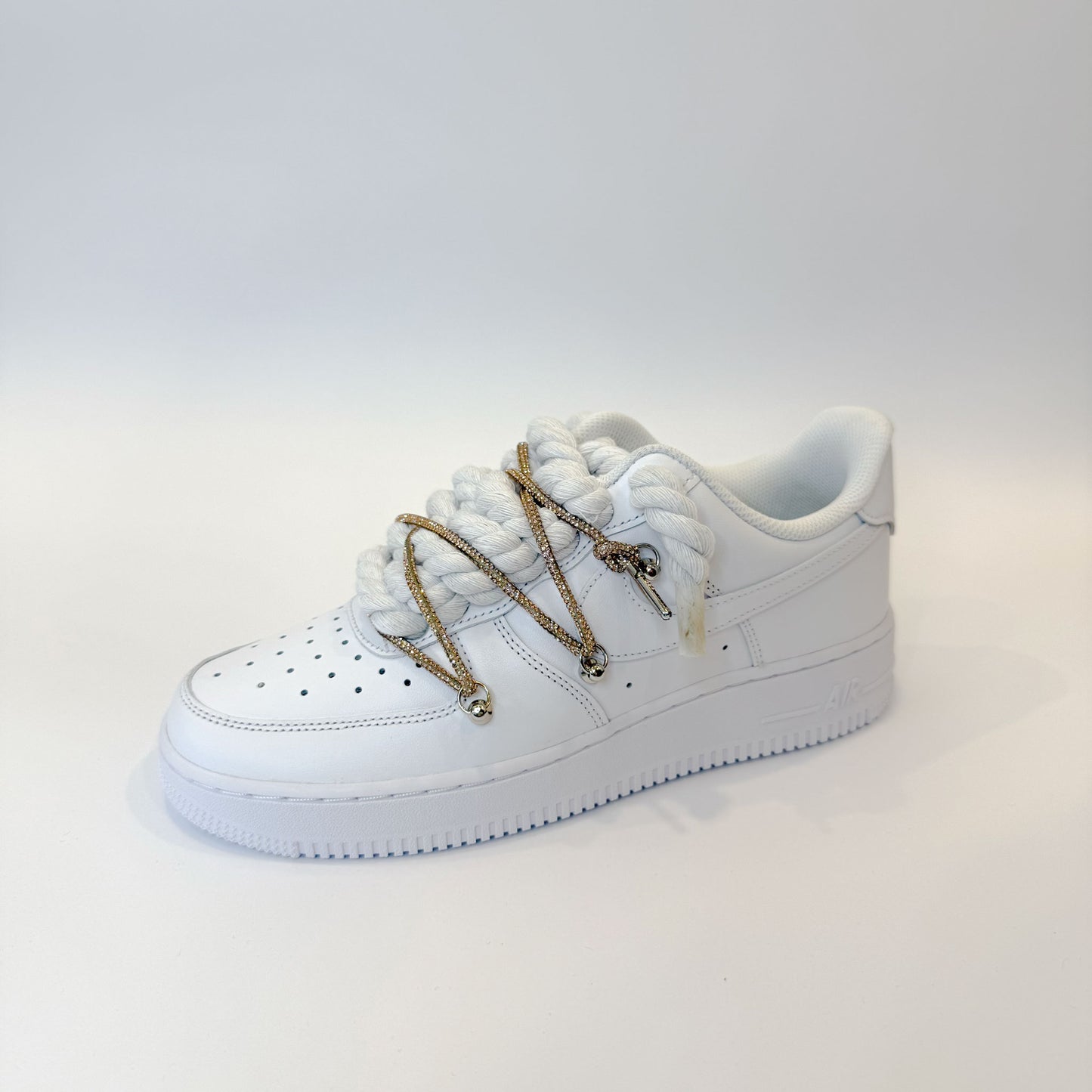 Nike Air Force 1 Low White Double Rope Laces White Gold