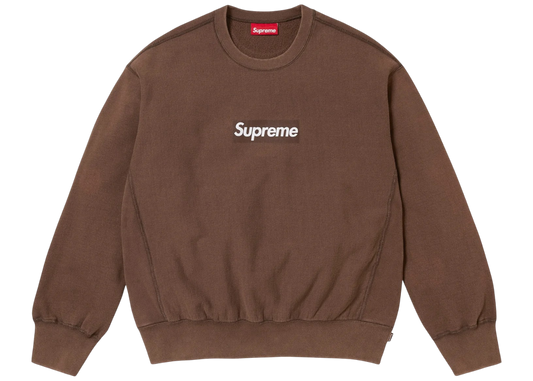 Supreme Washed Box Logo Crewneck Brown