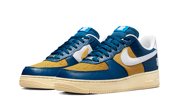 Tenisky Air Force 1 nízke modro-žlto-biele, pohľad z uhla