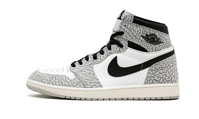 Tenisky Air Jordan 1 vysoké sivo-bielo-čierne, pohľad z boku
