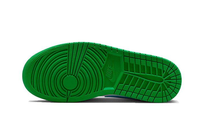 Tenisky Air Jordan 1 nízke zeleno-bielo-modré, pohľad na podrážku