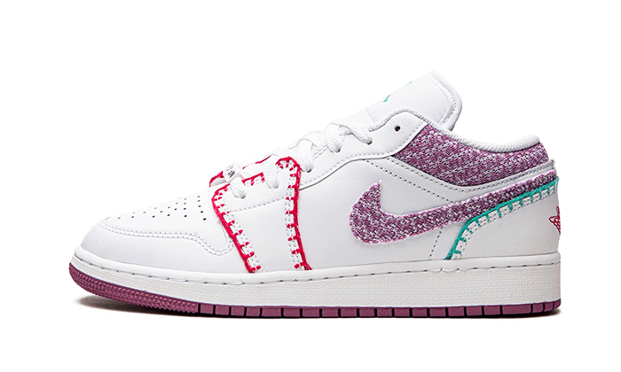 Tenisky Air Jordan 1 nízke bielo-farebné, pohľad z boku