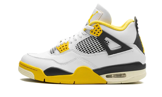 Tenisky Air Jordan 4 bielo-čierno-žlté, pohľad z boku