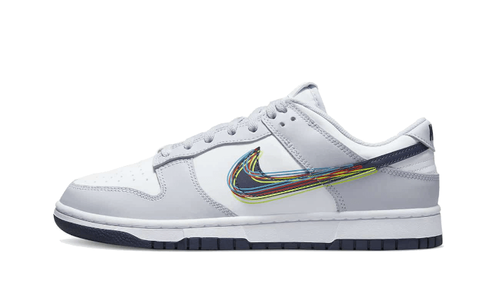 Tenisky Nike Dunk nízke sivo-bielo-modré, pohľad z boku