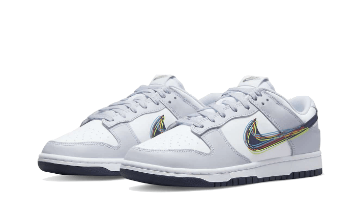 Tenisky Nike Dunk nízke sivo-bielo-modré, pohľad z uhla