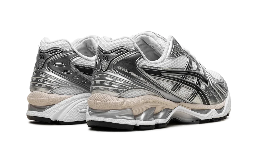 ASICS Gel-Kayano 14 White Graphite Grey, pohľad z boku na medzipodrážku s GEL