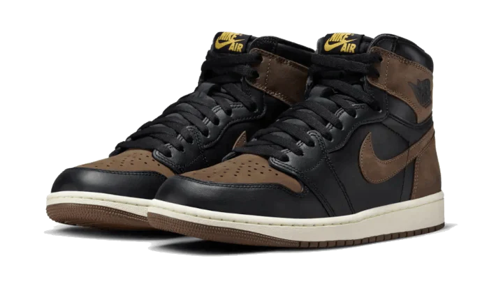 Tenisky Air Jordan 1 vysoké čierno-hnedé, pohľad z uhla