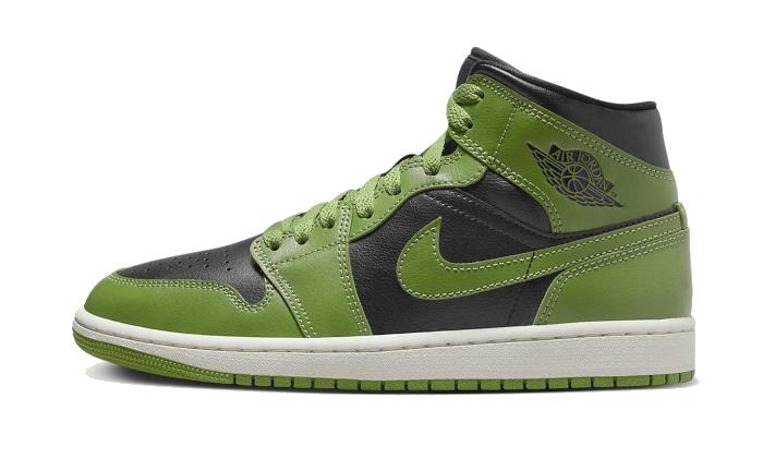 Tenisky Air Jordan 1 Mid zeleno-čierne, pohľad z boku