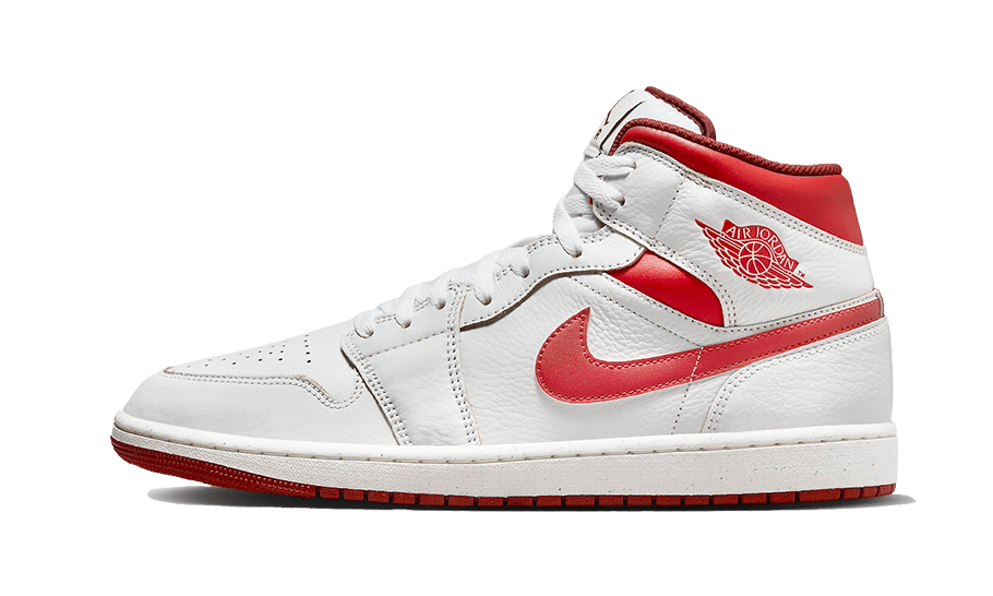 Tenisky Air Jordan 1 Mid bielo-červené, pohľad z boku