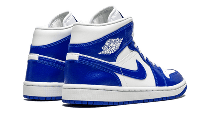 Tenisky Air Jordan 1 Mid modro-biele, pohľad zo zadu