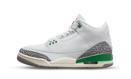 Tenisky Air Jordan 3 bielo-sivo-zelené, pohľad z boku