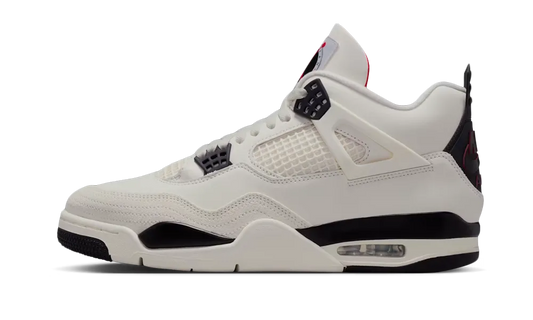 Jordan 4 Retro Flight Club biele s čiernymi detailmi, pohľad z boku