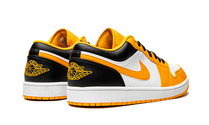 Tenisky Air Jordan 1 nízke TAXI žlto-bielo-čierne, pohľad zo zadu