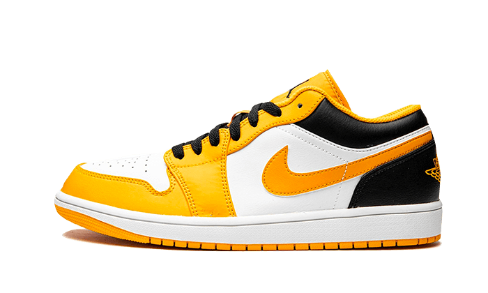 Tenisky Air Jordan 1 nízke TAXI žlto-bielo-čierne, pohľad z boku