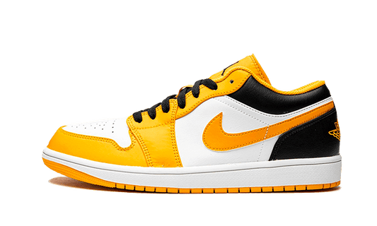 Tenisky Air Jordan 1 nízke TAXI žlto-bielo-čierne, pohľad z boku