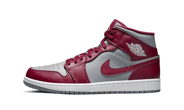 Tenisky Air Jordan 1 Mid bordovo-sivé, pohľad z boku