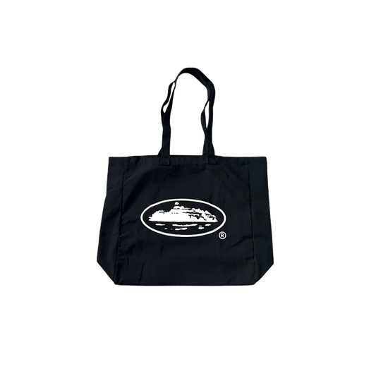 Corteiz Alcatraz Tote Bag čierna s white Alcatraz oval logom