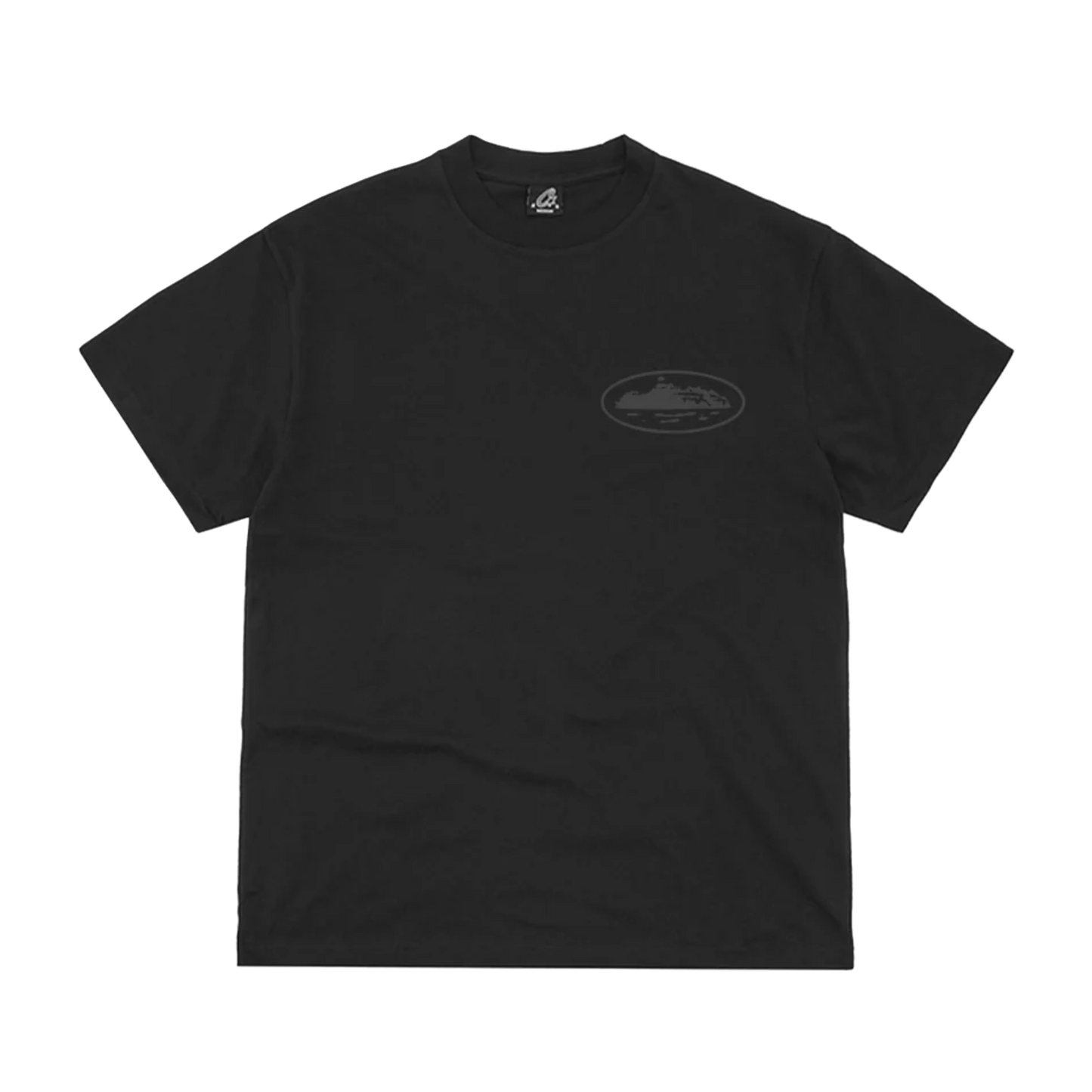 Corteiz OG Island Tee Reflective Black triple black s reflective logom, pohľad spredu