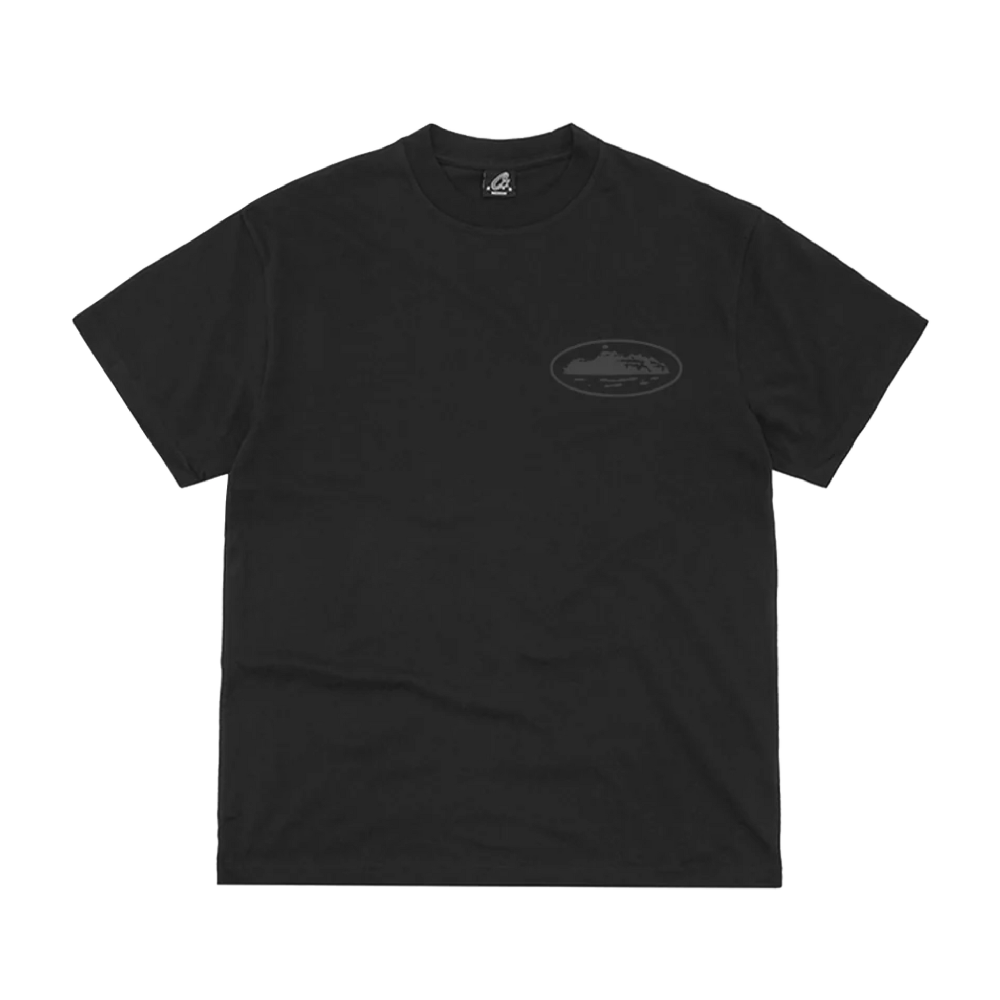 Corteiz OG Island Tee Reflective Black triple black s reflective logom, pohľad spredu