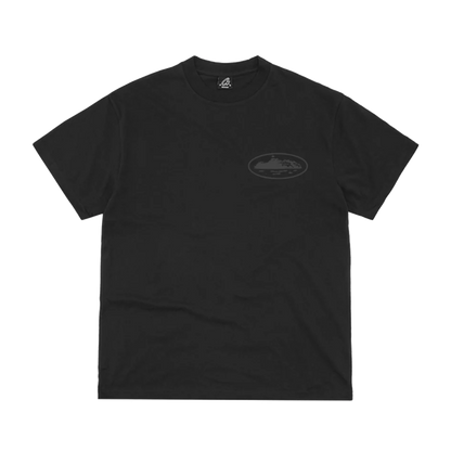 Corteiz OG Island Tee Reflective Black triple black s reflective logom, pohľad spredu