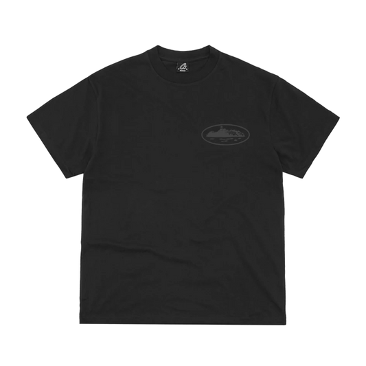 Corteiz OG Island Tee Reflective Black triple black s reflective logom, pohľad spredu