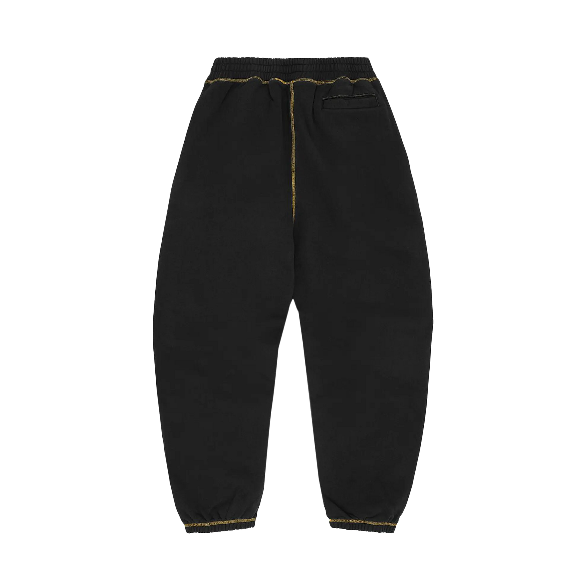 Corteiz Alcatraz Contrast Sweatpant čierne, zadný pohľad na yellow švy