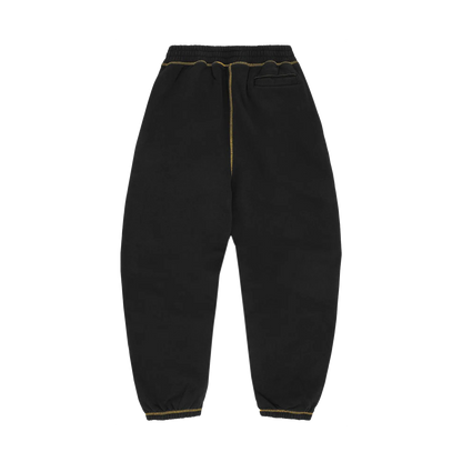 Corteiz Alcatraz Contrast Sweatpant čierne, zadný pohľad na yellow švy