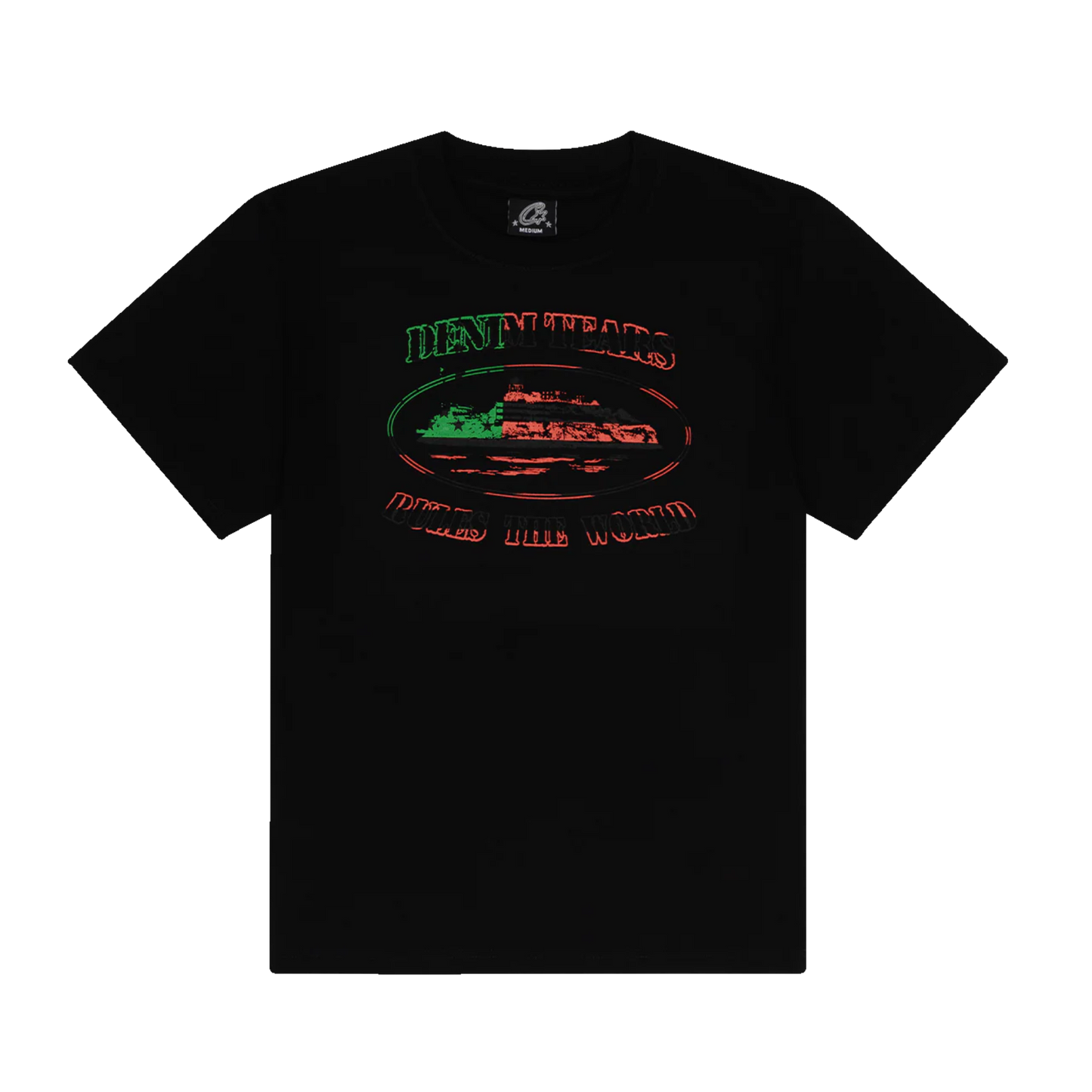 Corteiz Cortears OG Alcatraz Tee Black – pohľad z predu, Corteiz × Denim Tears spolupráca