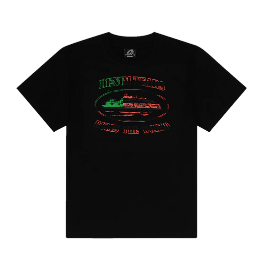 Corteiz Cortears OG Alcatraz Tee Black – pohľad z predu, Corteiz × Denim Tears spolupráca