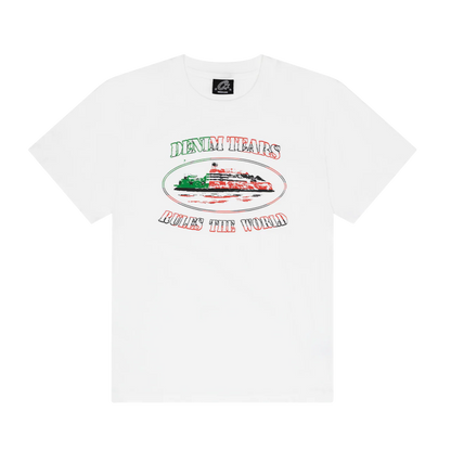 Corteiz Cortears OG Alcatraz Tee White – pohľad z predu, Corteiz × Denim Tears spolupráca