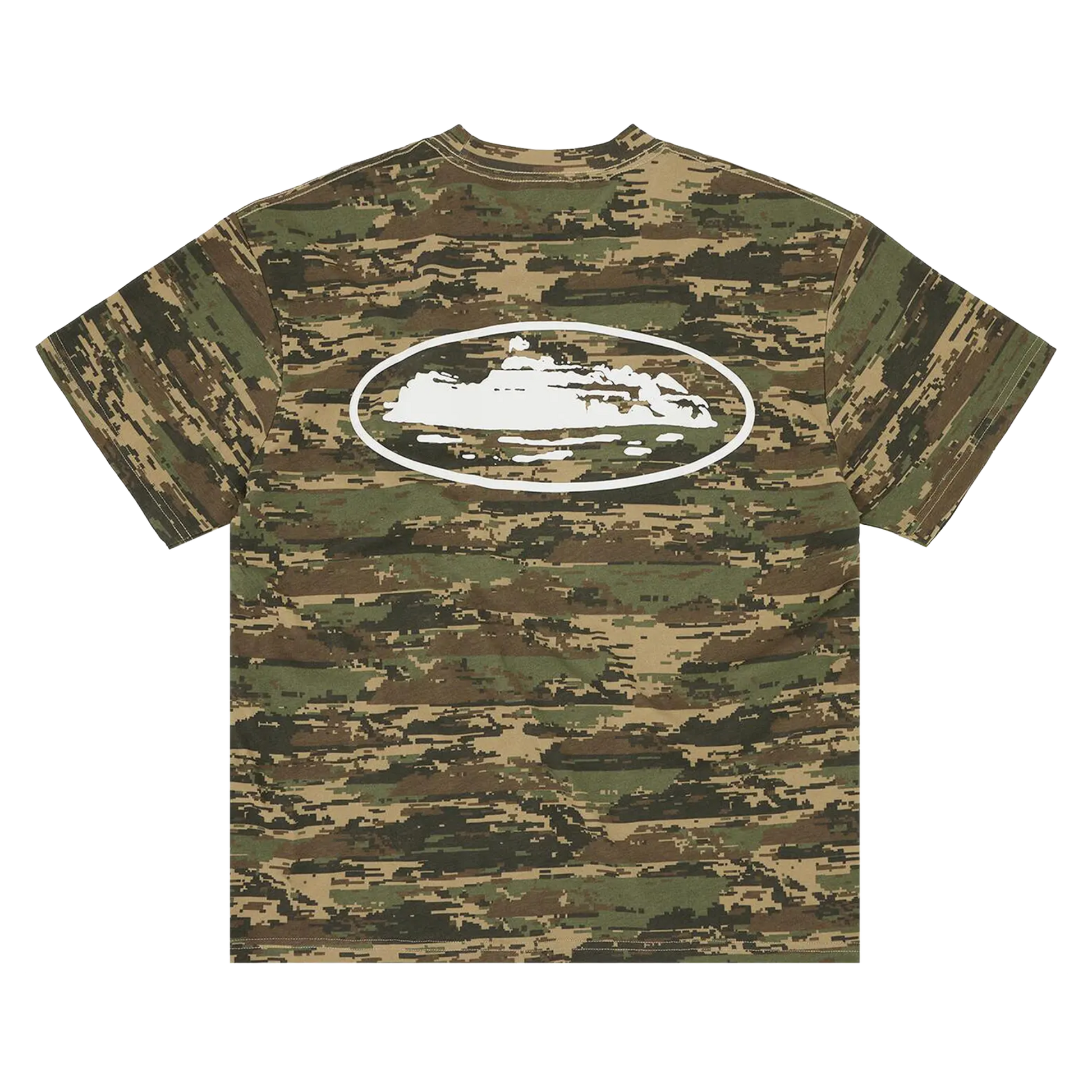 Corteiz Island Puff Print Tee digi camo, detail digital camouflage pattern