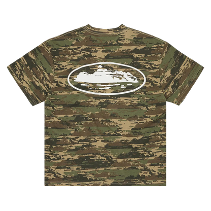 Corteiz Island Puff Print Tee digi camo, detail digital camouflage pattern