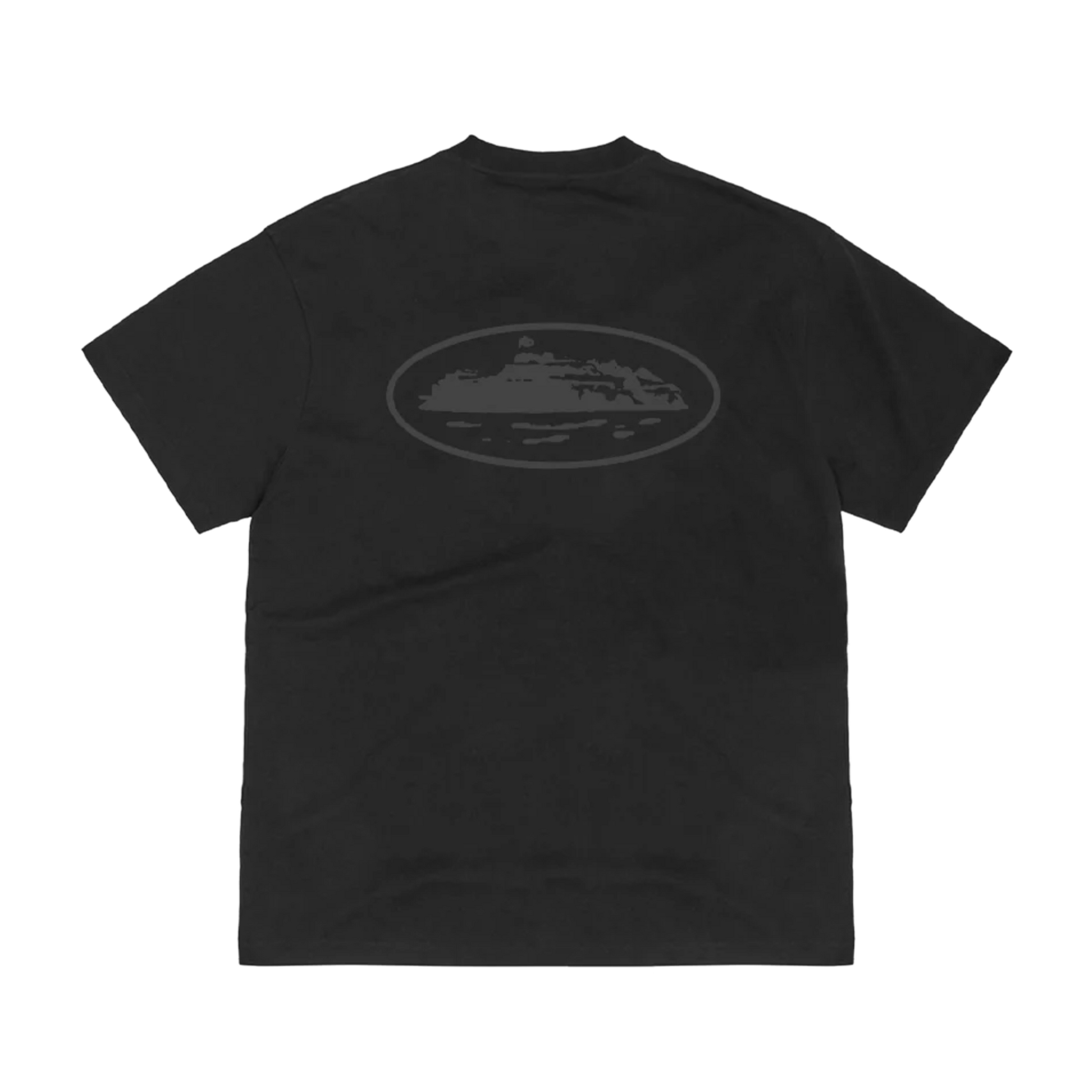 Corteiz OG Island Tee Reflective Black, zadný pohľad s Island graphic