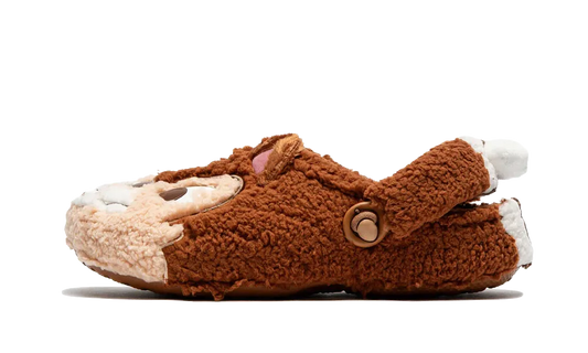 Crocs Classic Lined Clog Disney Chip 'N Dale hnedé s plyšovou podšívkou, pohľad z boku