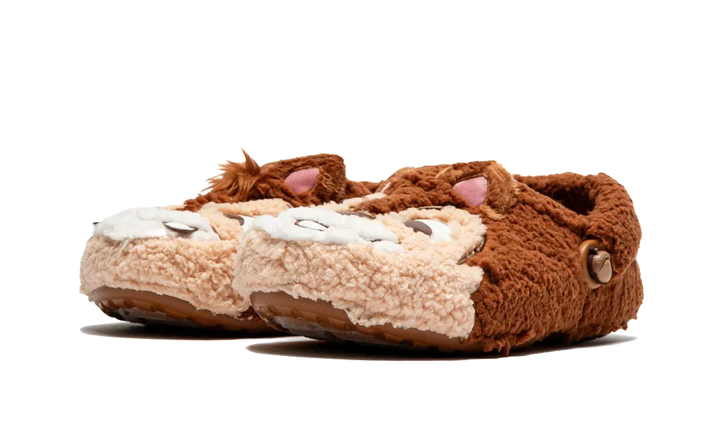 Crocs Classic Lined Clog Disney Chip 'N Dale hnedé s plyšovou podšívkou, detail hornej časti